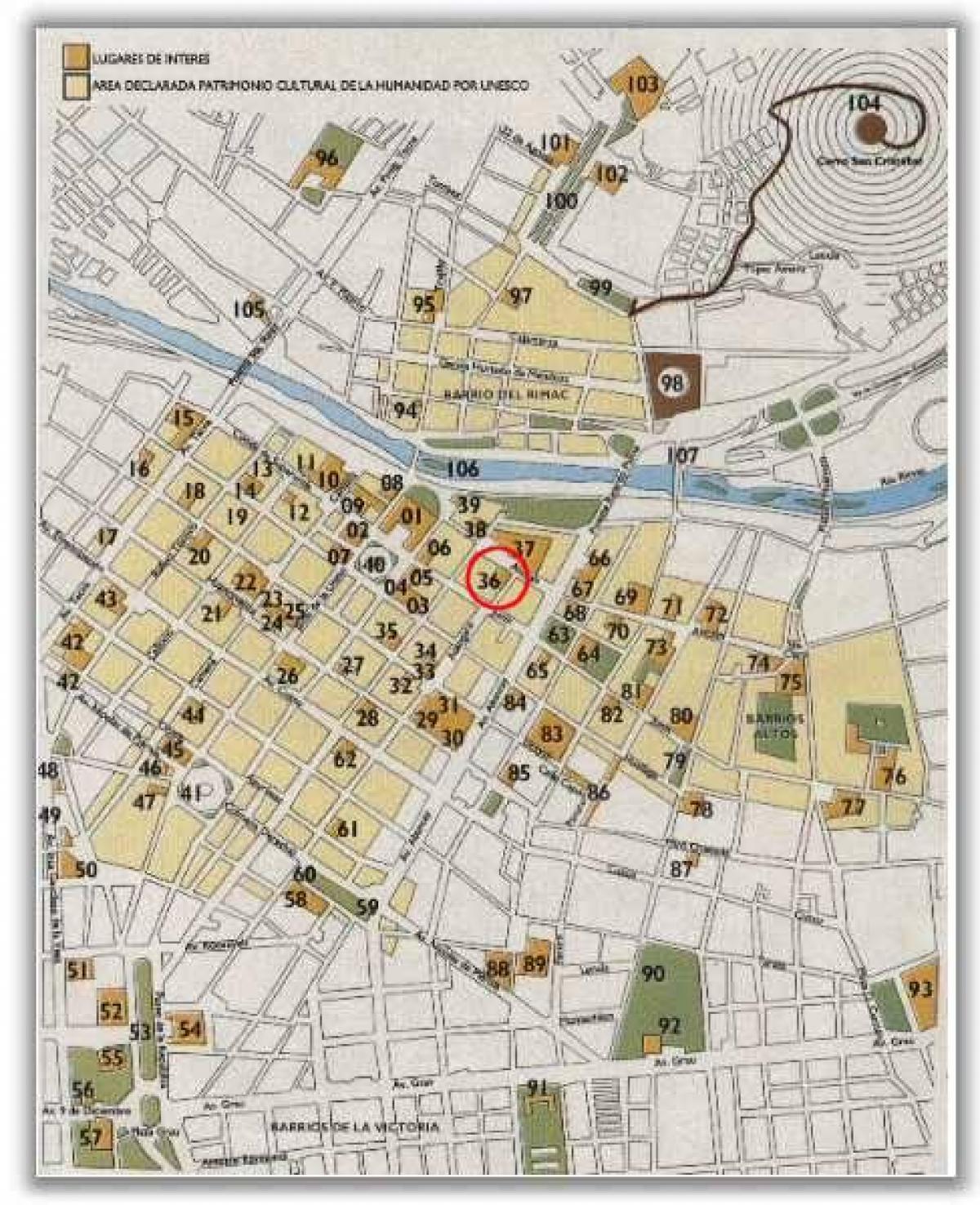 Mapa hirigune historikoa Lima