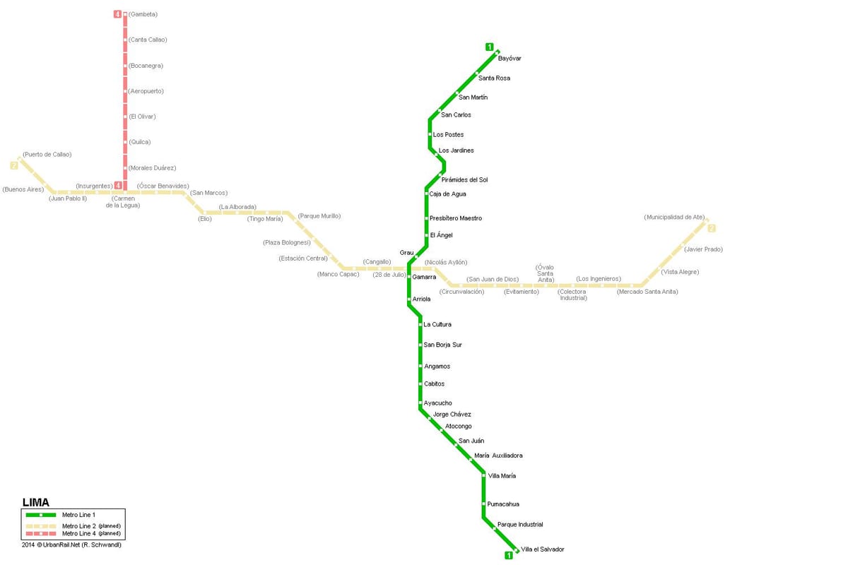 Mapa Lima metroa 