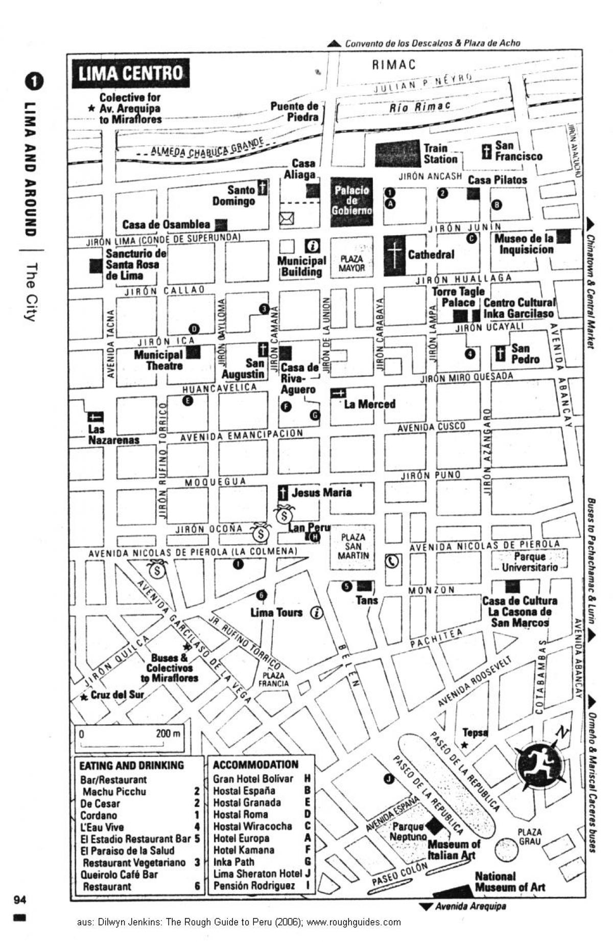 Mapa Lima walking tour